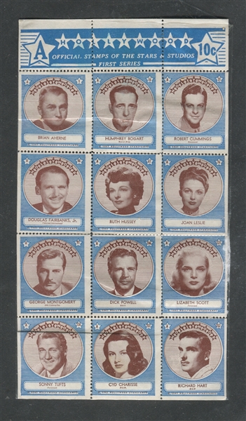 1930's Hollywood Star Stamps Uncut Sheets lot of (6)