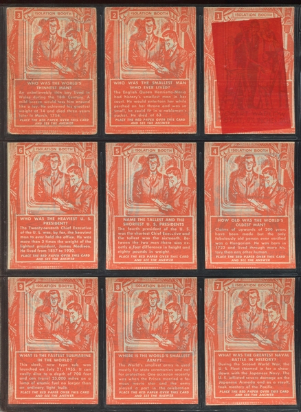 1957 Topps Isolation Booth Complete Set of (88) Cards and Decoder Sheet
