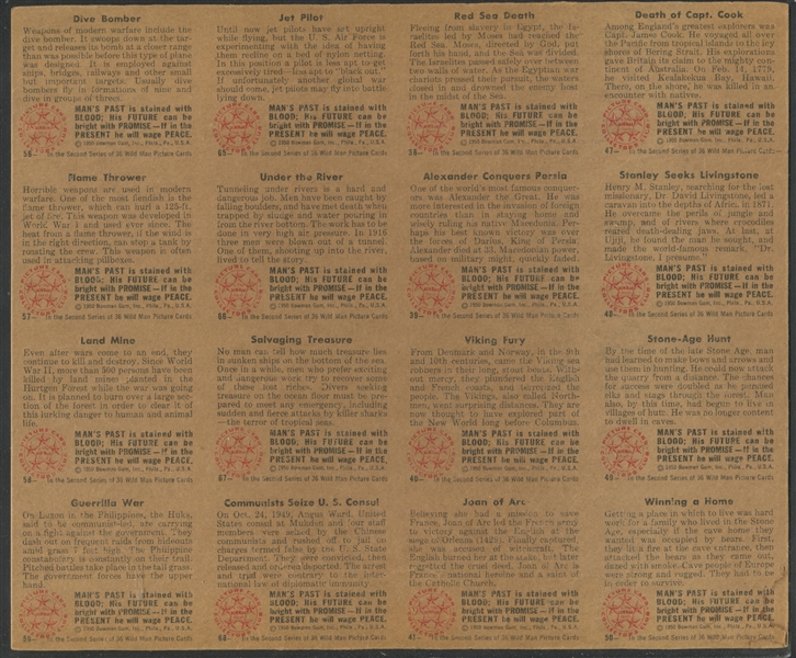 1950 Bowman Wild Man Uncut Sheet of (16) Cards