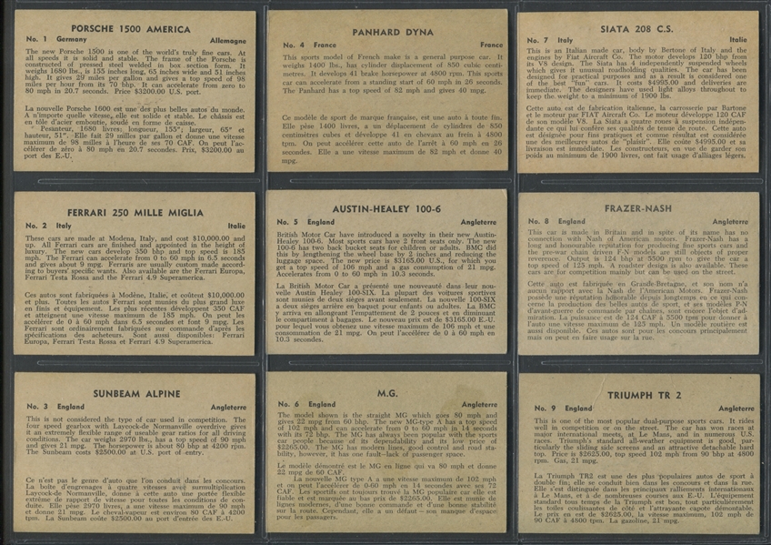 1956 Parkhurst Sports Car Cards Complete Set (42)