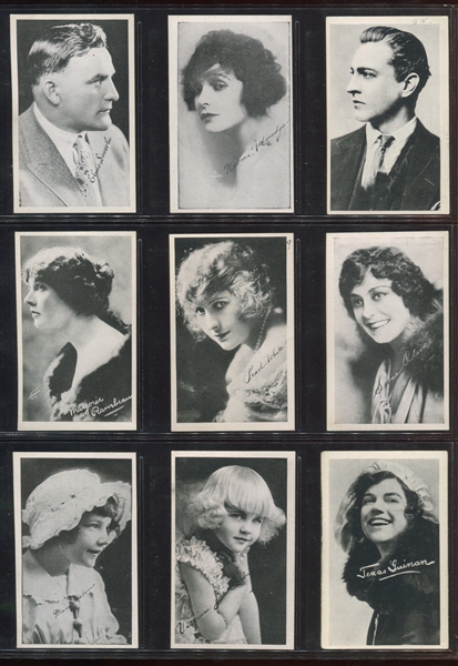 1920s Kromo Gravure Leading Moving Pictures Stars Complete Set (50) plus Extra Subjects and Original Box 
