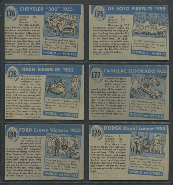1953 Topps World on Wheels Master Set 1-180 RED, 171-180 BLUE (190) Total Cards