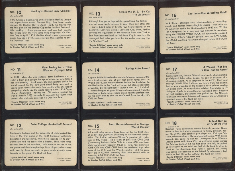 F279-20 Quaker Oats Sports Oddities Complete Set of (27) Cards