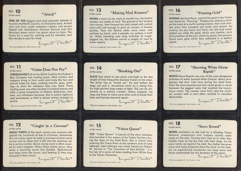 F279-4 Quaker Oats Sgt Preston and the Challenge of the Yukon Complete Set of (36) Cards