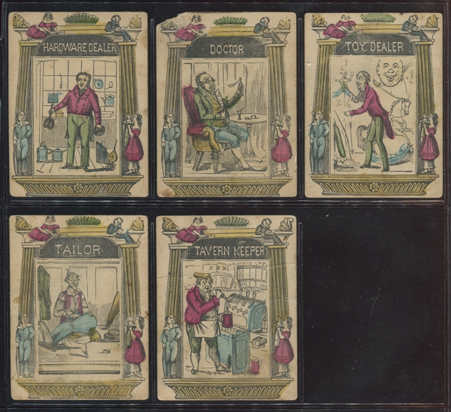 Interesting Mid-1800's Occupation Cards Lot of (5) Cards