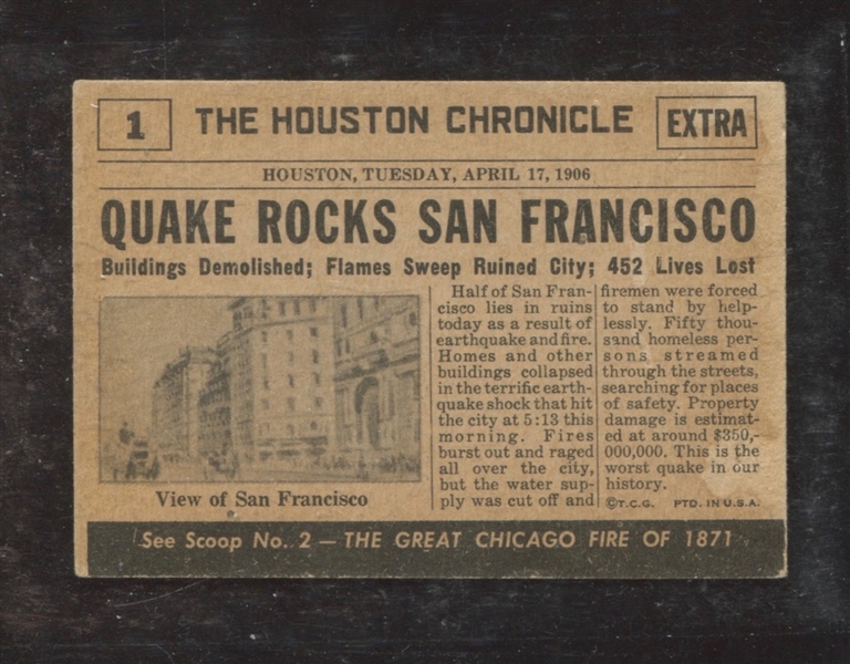 1954 Topps Scoops #1 San Francisco Earthquake