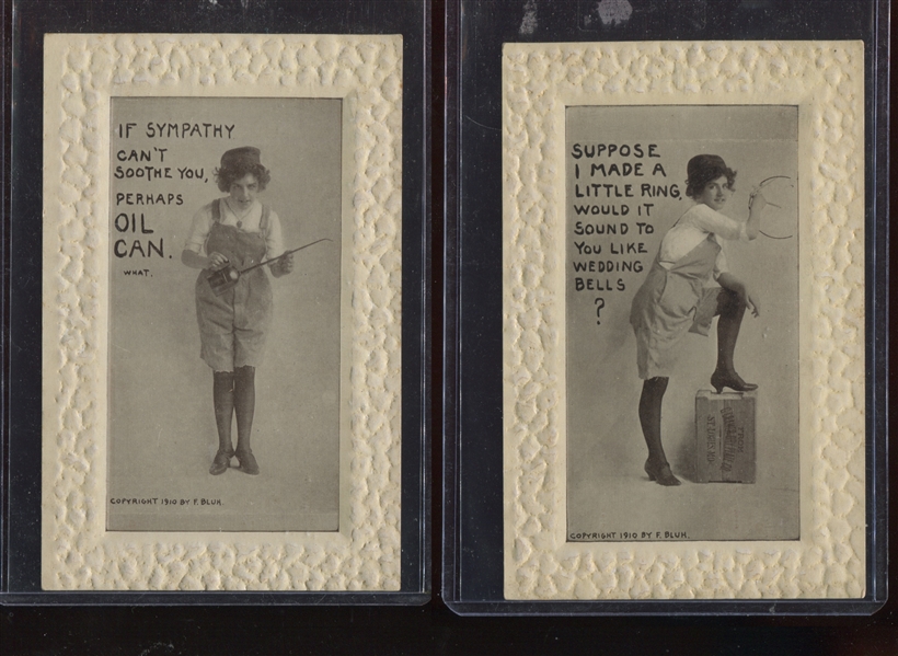 Interesting Lot of (7) Early Women's Mechanical Postcards