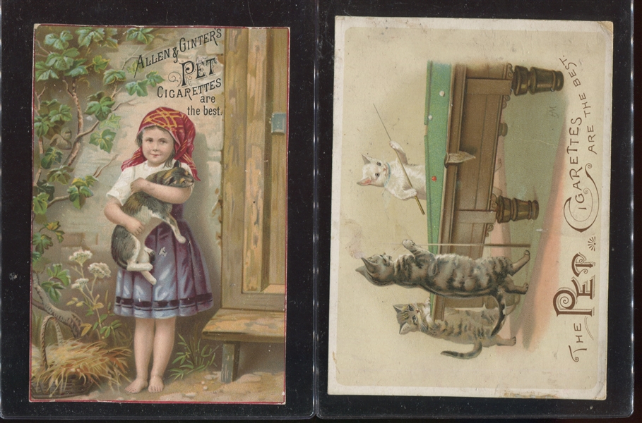 Fantastic Lot of (4) Allen & Ginter Pet Cigarettes Trade Cards Picturing Animals
