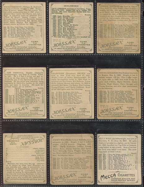 T218 Hassan/Mecca Champion Athlete & Prizefighters Lot of (21) Boxers with BOTH Jack Johnson's