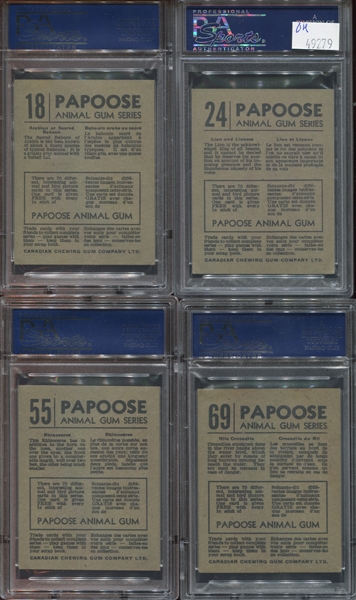 V255 Canadian Chewing Gum Papoose Animals Lot of (4) PSA-Graded Cards
