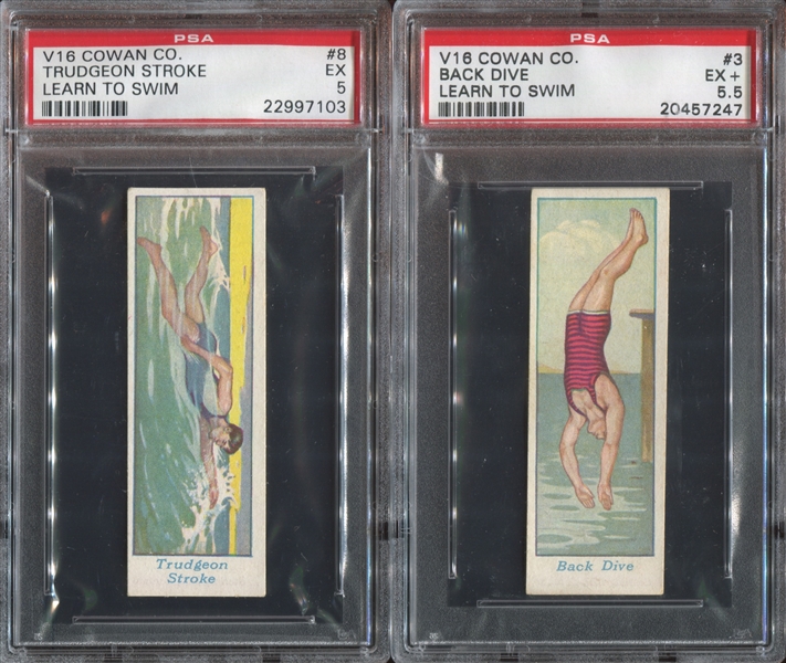 V16 Cowan's Chocolates Learn To Swim Lot of (5) PSA-Graded Cards