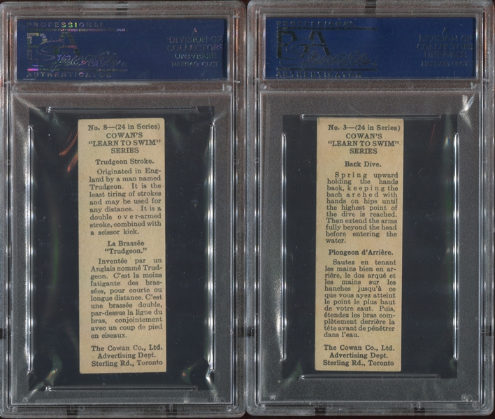 V16 Cowan's Chocolates Learn To Swim Lot of (5) PSA-Graded Cards