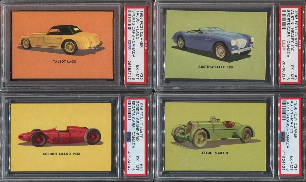 FC31 Quaker Sports Cars Lot of (4) PSA6-Graded Cards