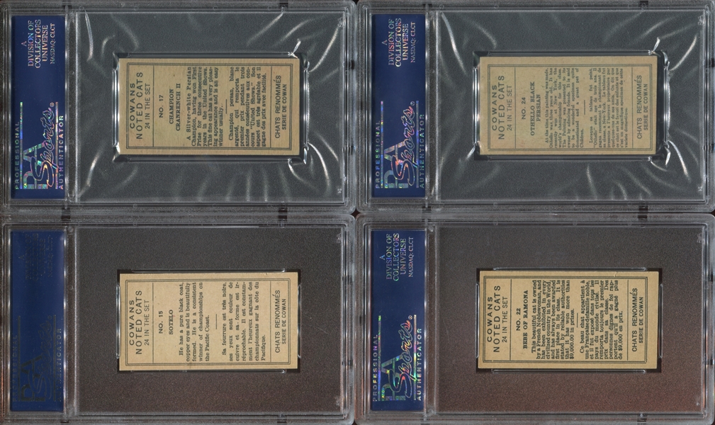 V17 Cowan's Chocolates Noted Cats Lot of (4) PSA6-Graded Cards