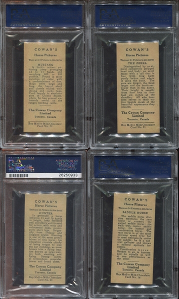 V14 Cowan's Chocolates Horse Pictures Lot of (4) PSA6-6.5 Graded Cards