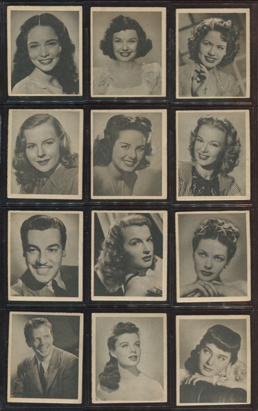 1948 Bowman Movie Stars Near Set (23/36) Cards