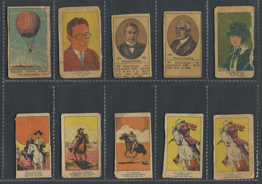 1920's Strip Card Lot of (10) With Presidents and Western