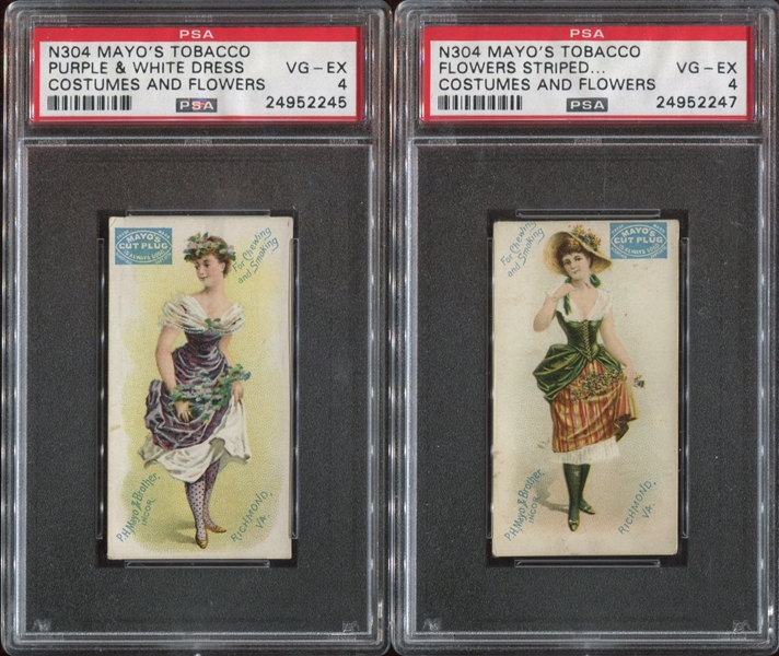 N304 Mayo Tobacco Costumes and Flowers Lot of (2) PSA-Graded Cards
