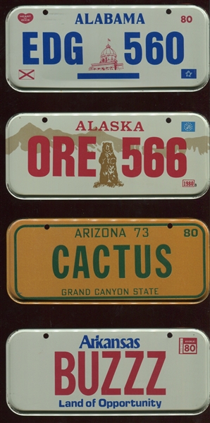 1980 Post Honeycomb Metal License Plates Near Set (47/50) Plates