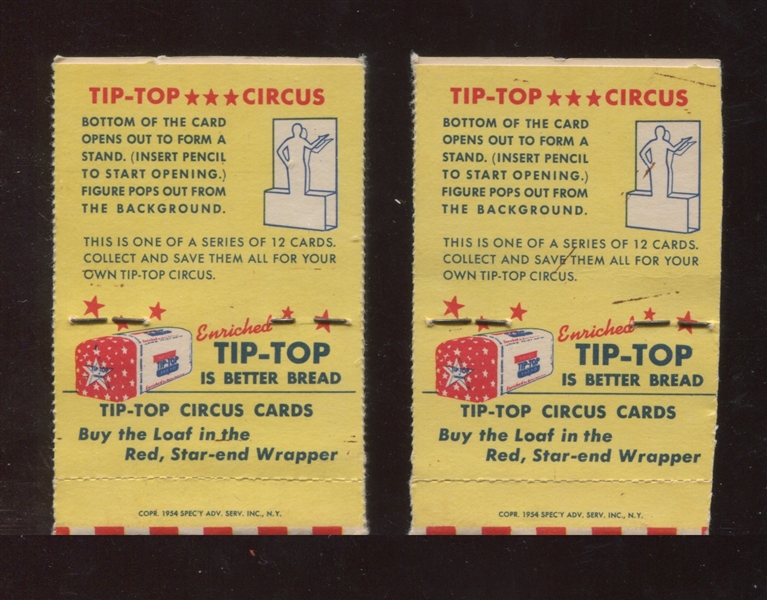 D94-X Tip Top Circus Lot of (2) Cards