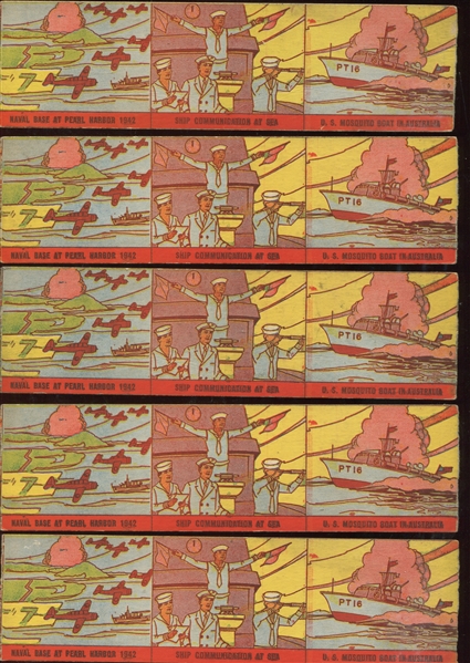 R168 War Scenes Lot of (5) Strips of (3) Cards Each