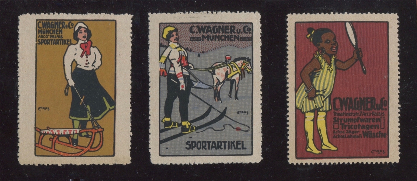 German Sporting Poster Stamp Lot of (3) Stamps