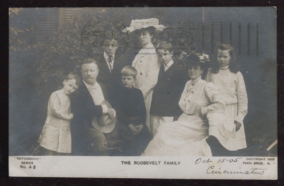 Fantastic Teddy Roosevelt Family Rotograph Real Photo Postcard