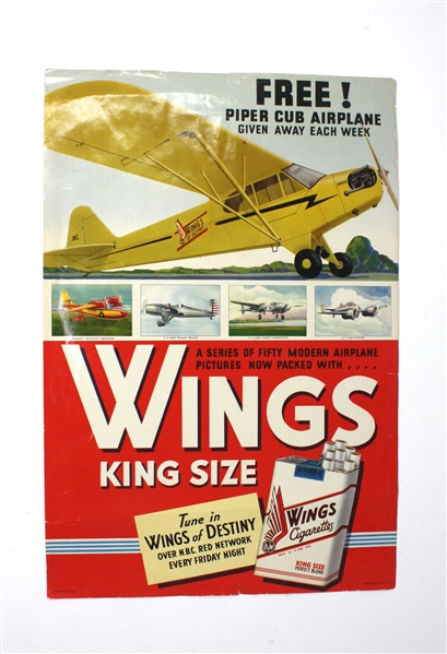 Nice Wings Cigarettes Window Flyer for Wings Airplane Card Sets