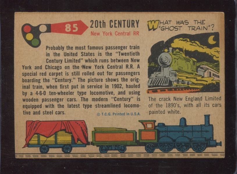 1955 Topps Rails and Sails Tough High Number #85 20th Century NY Central RR