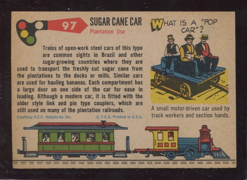 1955 Topps Rails and Sails Tough High Number #97 Sugar Cane Car