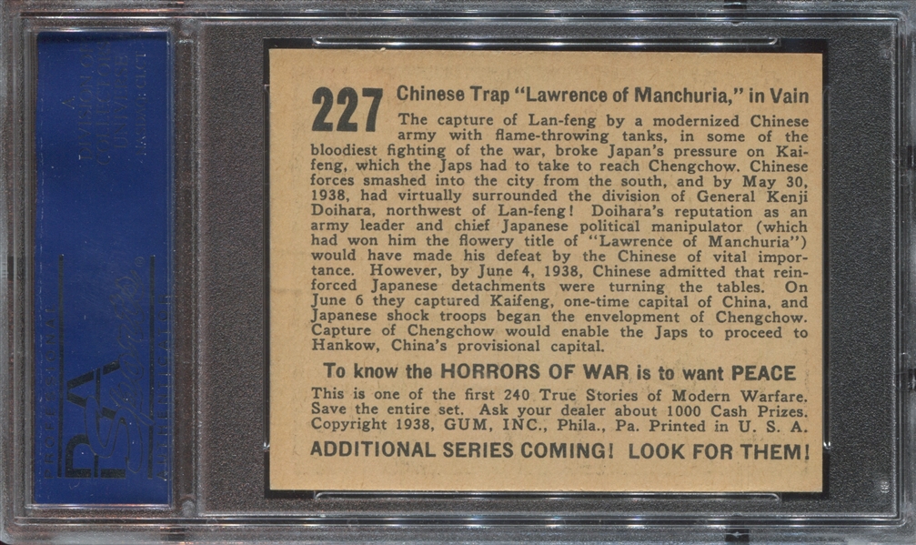 R69 Gum Inc Horrors of War #227 Chinese Trap PSA8 NM-MT