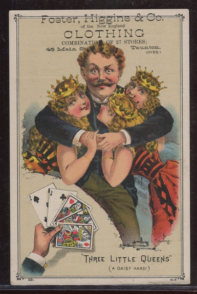 Amazing Lot of (4) High Grade Oversized Trade Cards Picturing Poker Hands
