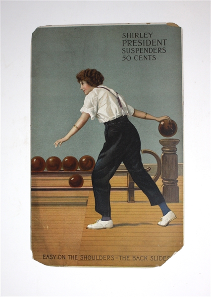 Fantastic Shirley President Suspenders Oversized Bowling Advertisement