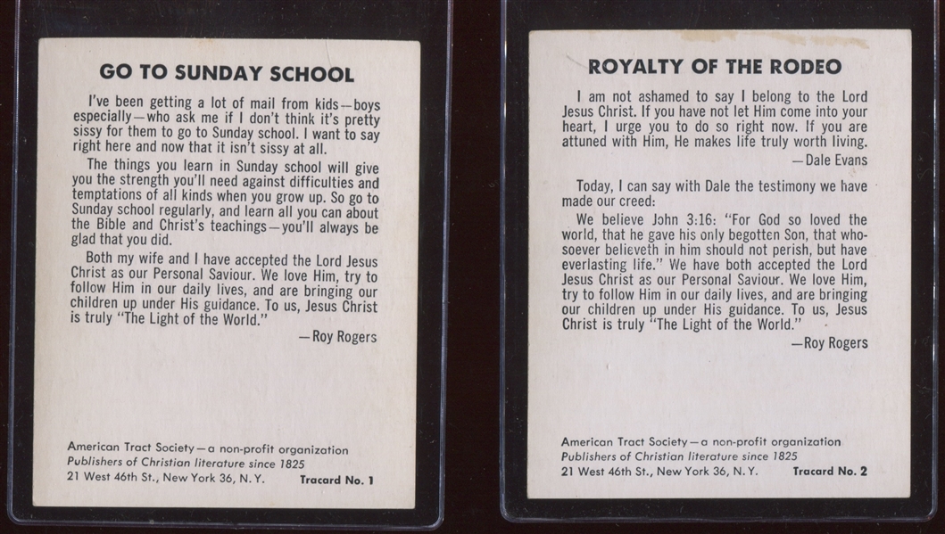American Tract Society Tracard Lot of (4) Different Roy Rogers Cards