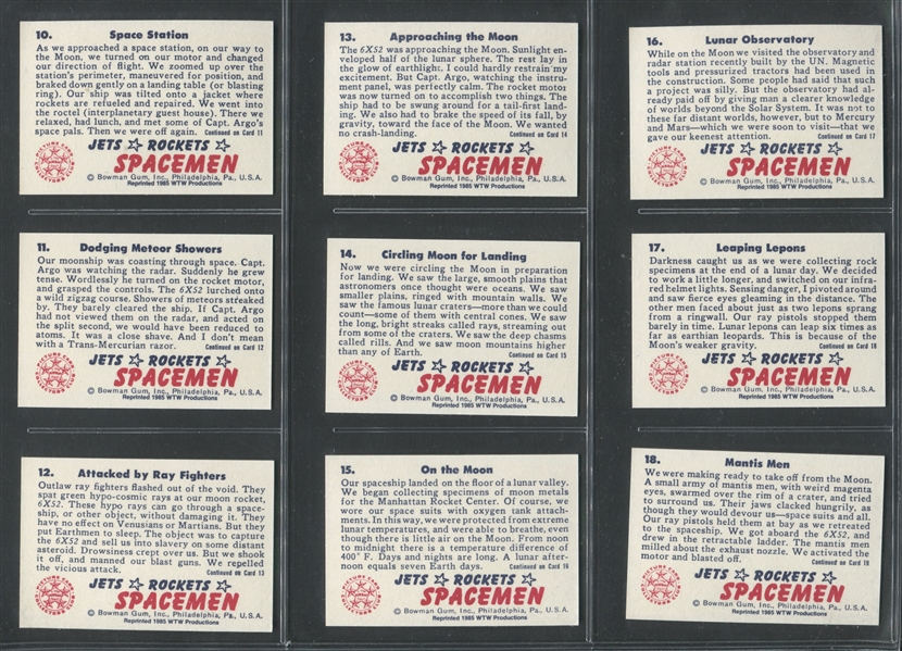 1951 Bowman Jets, Rockets, Spacemen Complete Reprint and Extension Set