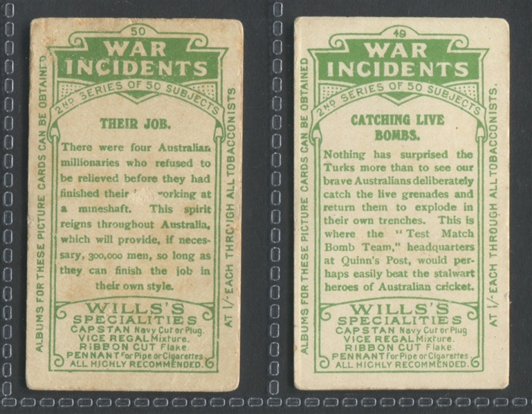 Will's Cigarettes War Incidents (second series) Complete Set of (50) Cards