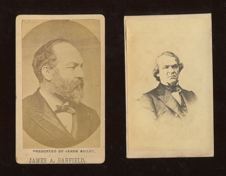 Interesting Pair of Presidential CDV's with Garfield and A. Johnson