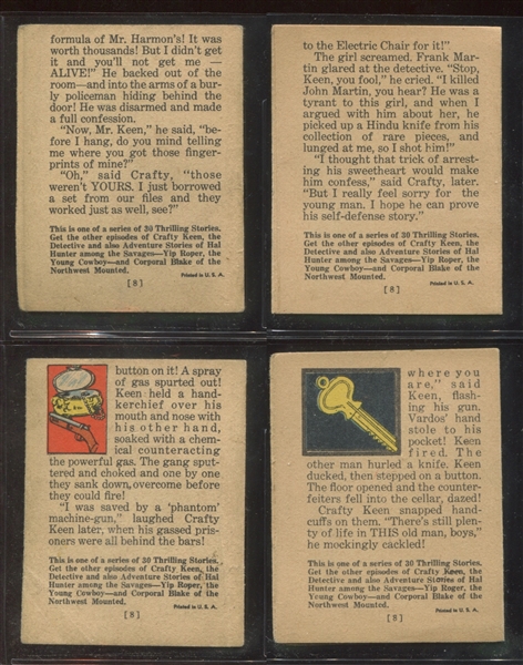 R25 Goudey Thrilling Stories Crafty Keen Complete Set (7) with one Dupe