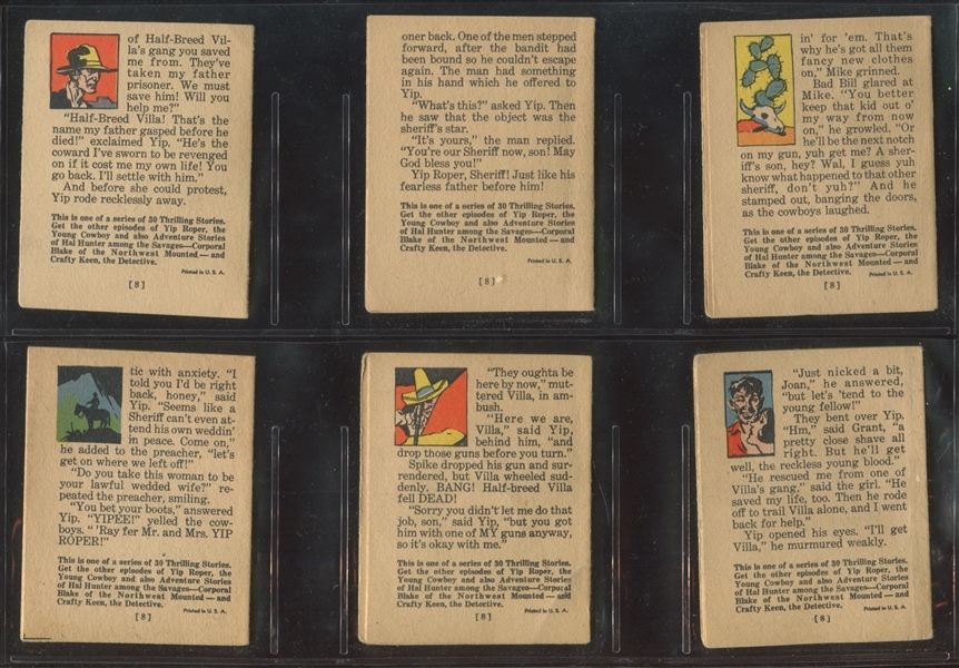 R25 Goudey Thrilling Stories Yip Roper Near Complete Set (6/8) Booklets