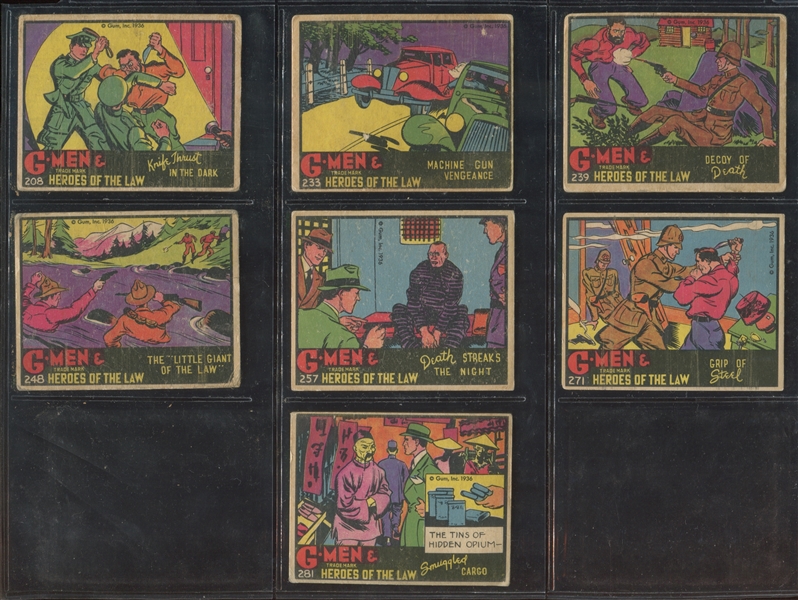 R60 Gum Inc G-Men and the Heroes of the Law 200 Series Lot of (7) Cards