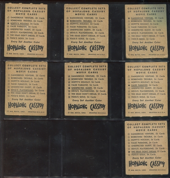 1950 Topps Hopalong Cassidy Foil Card Near Set (7/8) Cards