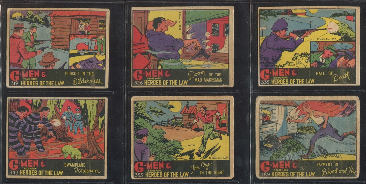 R60 Gum Inc G-Men and the Heroes of the Law 300 Series Lot of (6) Cards