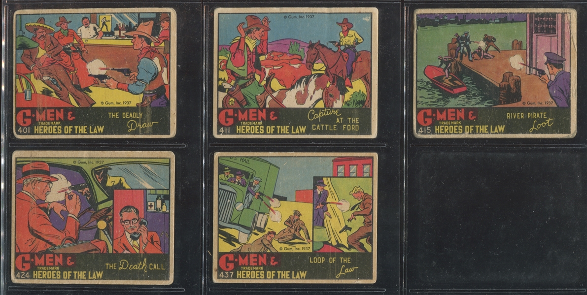 R60 Gum Inc G-Men and the Heroes of the Law 400 Series Lot of (5) Cards