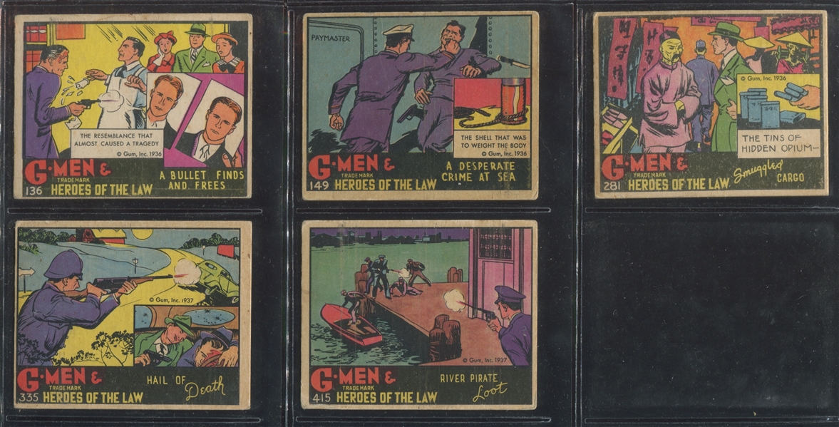 R60 Gum Inc G-Men and the Heroes of the Law Lot of (5) Better Cards