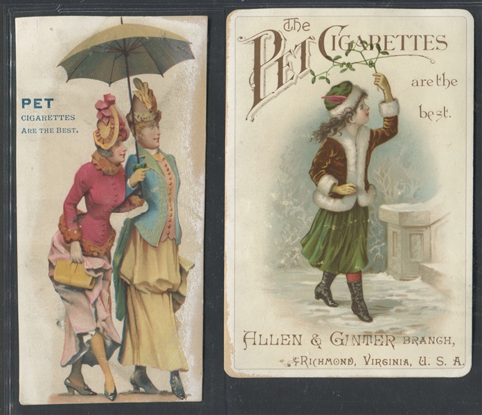 Allen & Ginter Pet Cigarettes and Richmond Straight Cut Trade Card Lot of (5) Cards