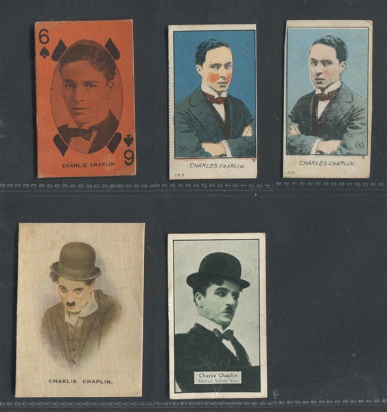 Vintage 1920's Lot of (5) Charlie Chaplin Cards