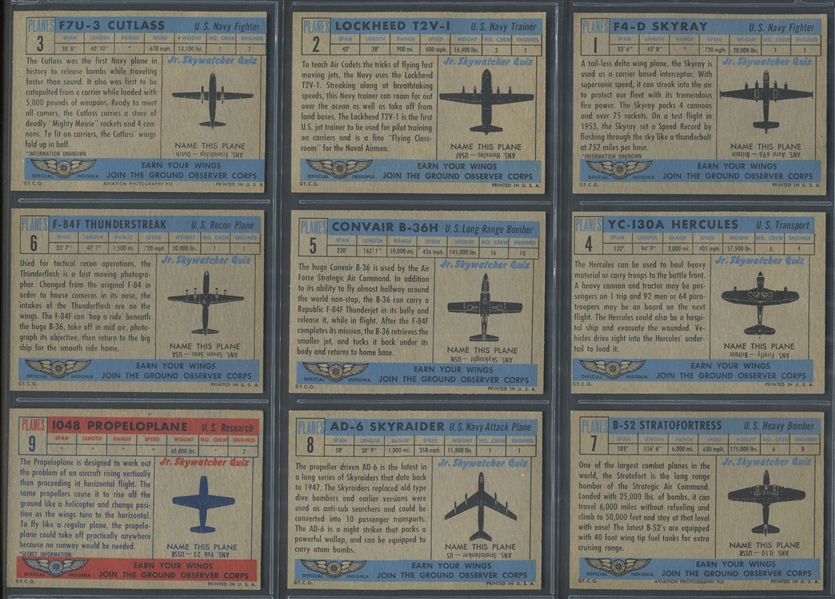 1957 Topps Planes Mixed Back Near Complete Set of (119/120) Cards