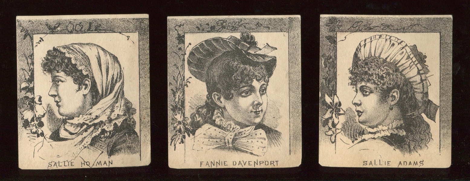 Interesting Lot of (3) Square 1880's Actress Trade Cards