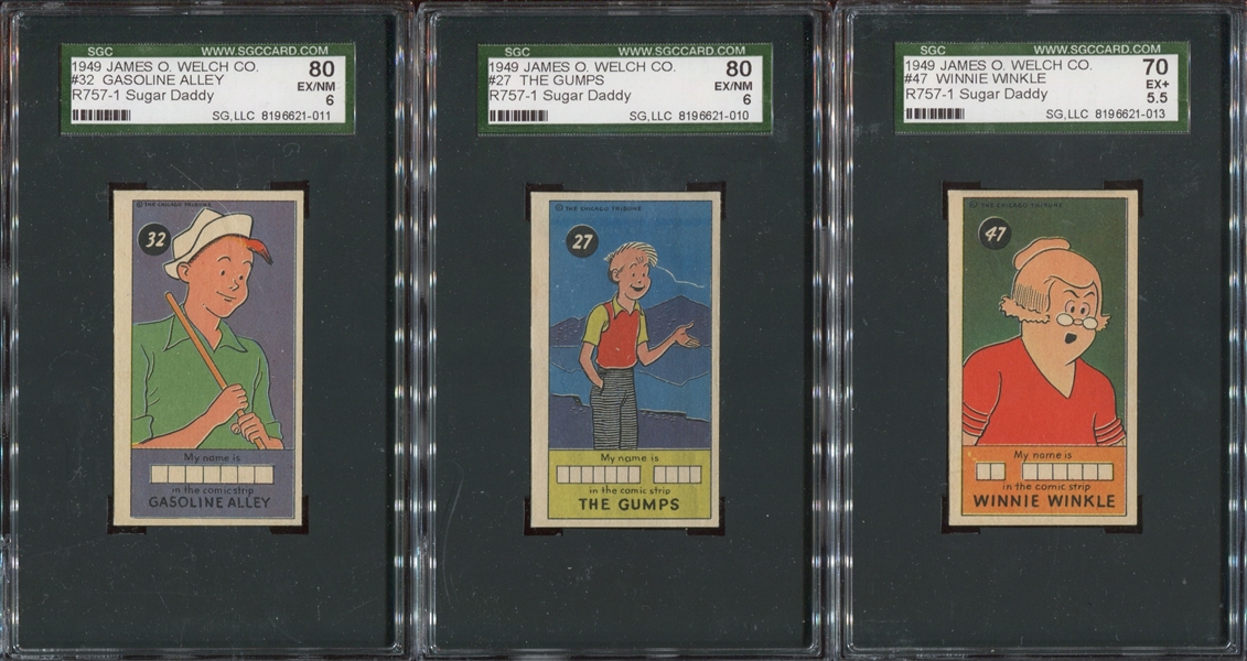 R757-1 James Welch Co Comic Character Cards Lot of (3) SGC-Graded Examples