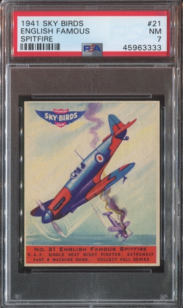 R137 Goudey Sky Birds #21 English Famous Spitfire PSA7 NM